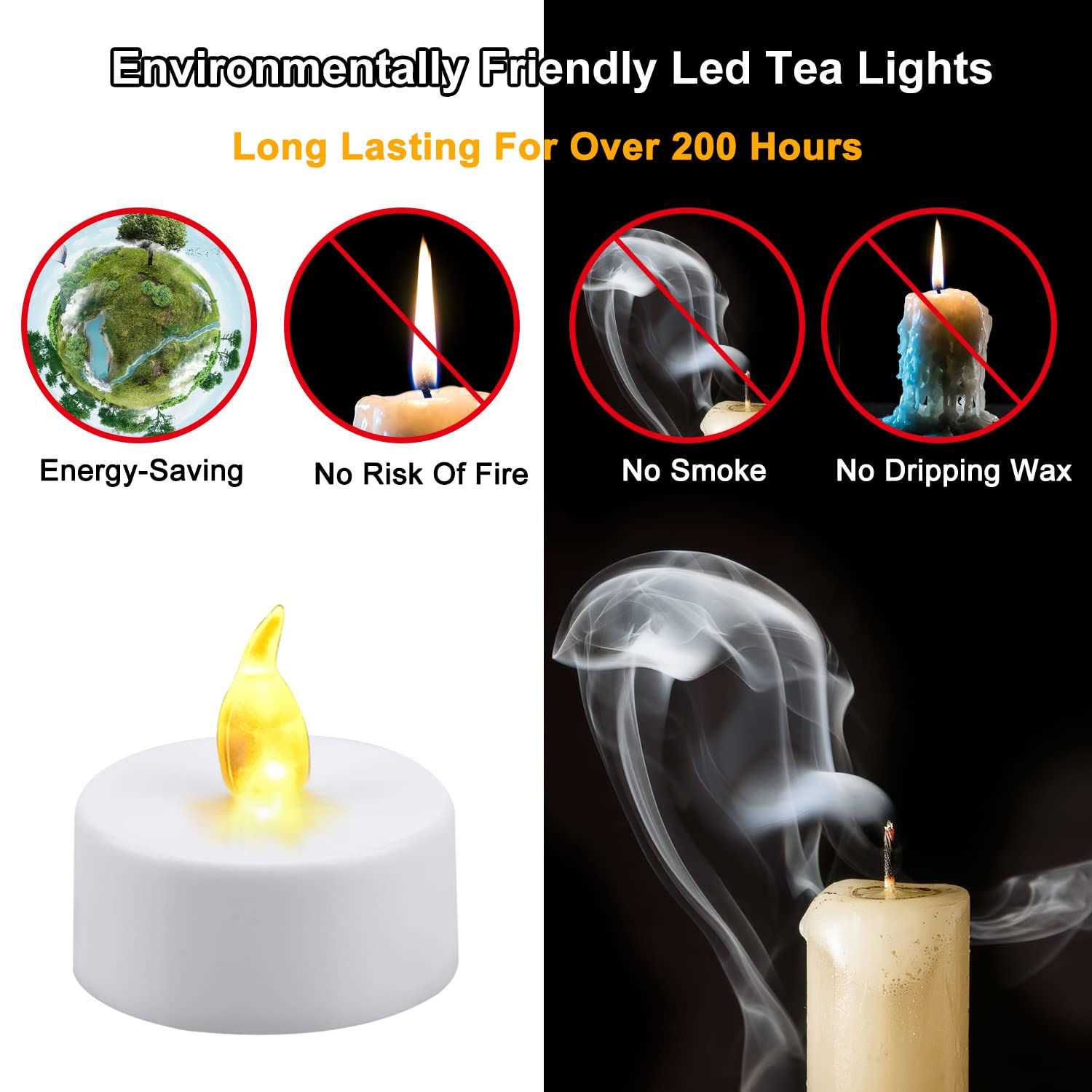 Brigle LED Tea Lights Battery-Powered Tea Lights Flameless Candles Warm White 24 Pack Wedding Lights for Home Decoration - Image 5