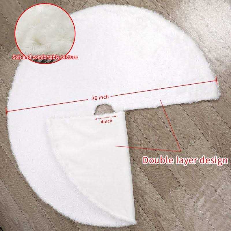 FDY MY Faux Fur Christmas Tree Skirt Elegant Pure White Xmas Holiday Tree Christmas Tree Decorations - Image 5