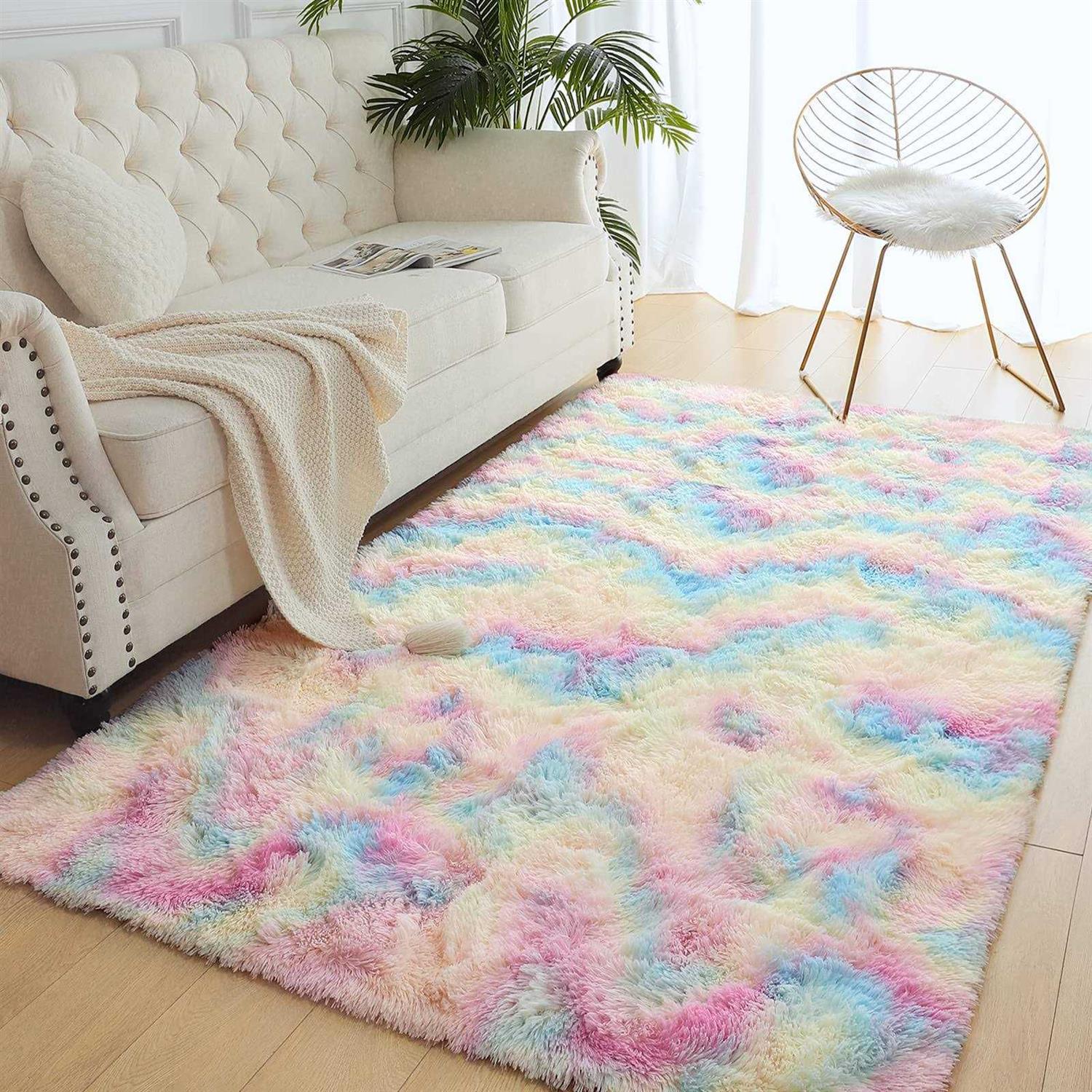 Arogan Soft Rainbow Area Rugs For Girls Room Fluffy Girls Bedroom Rugs - Image 4
