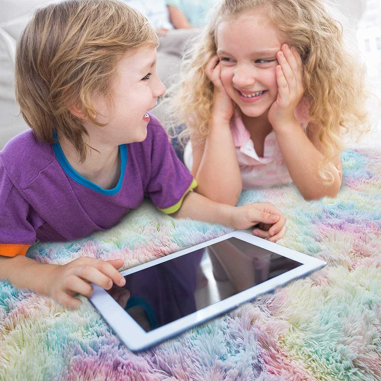 Arogan Soft Rainbow Area Rugs For Girls Room Fluffy Girls Bedroom Rugs - Image 5