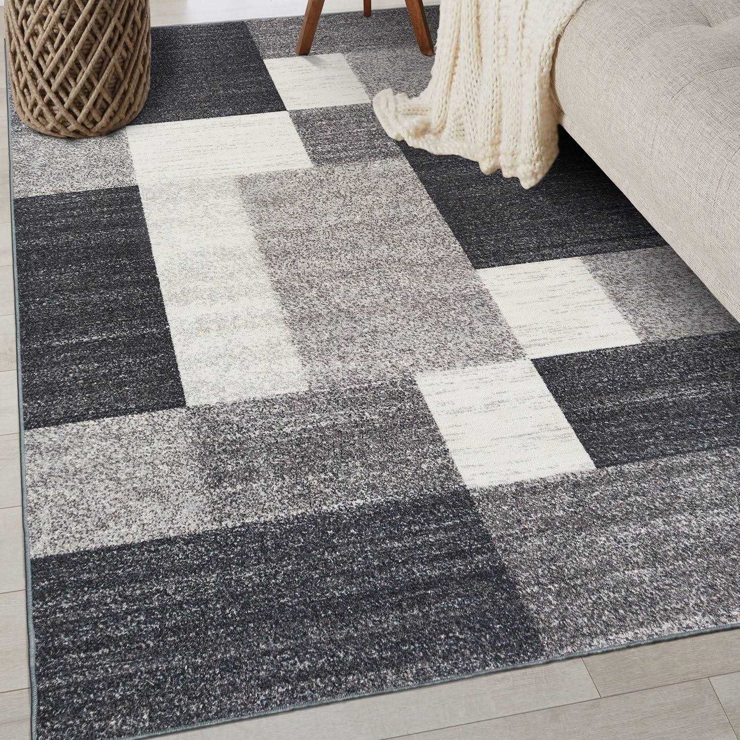 World Rug Gallery Modern Boxes Design Non-Slip Area Rug - Image 4