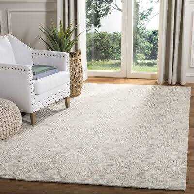 Birch Lane™ Linsly Geometric Hand Tufted Wool Ivory/Light Blue Area Rug Rug - Image 4