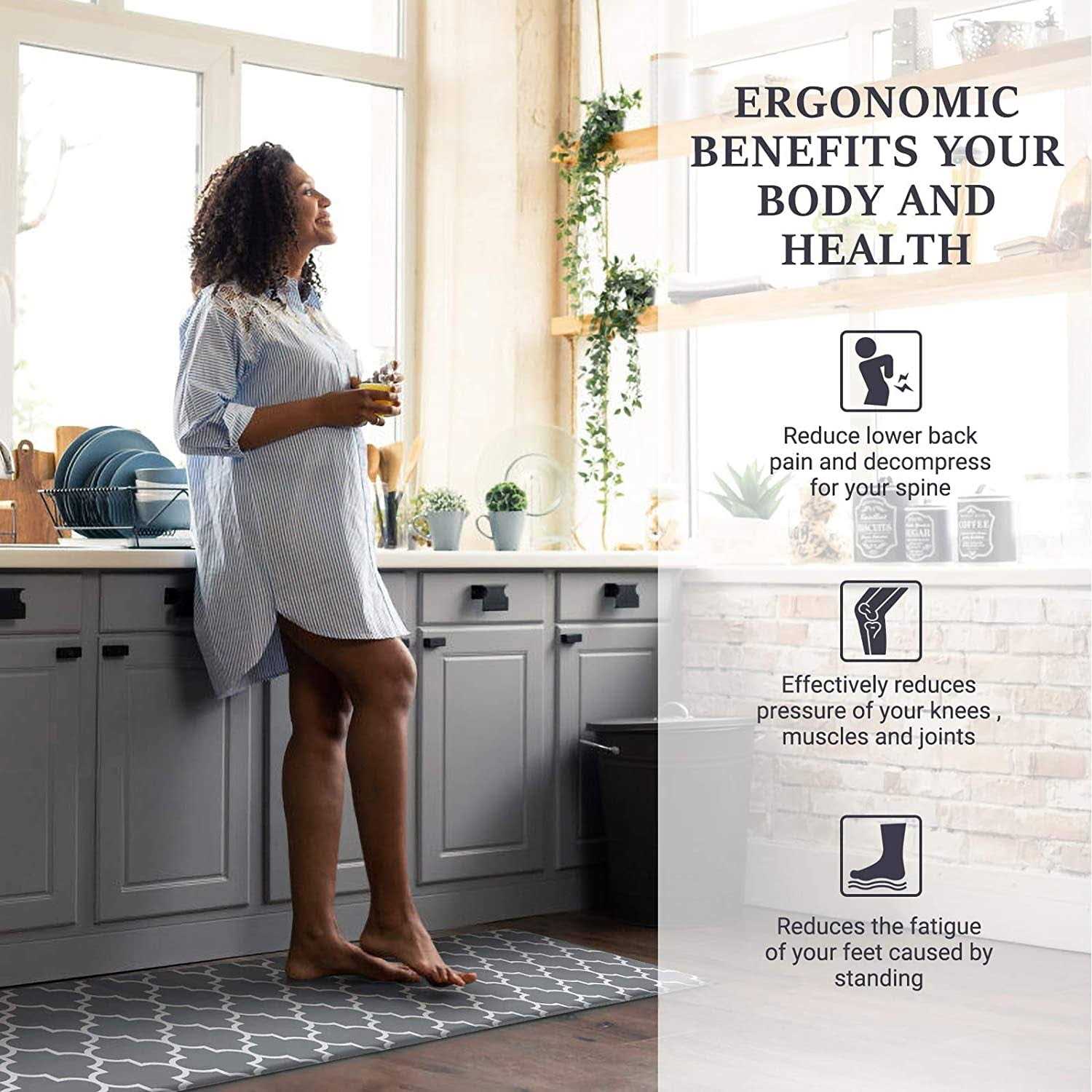 Wiselife Comfort Non-Slip Kitchen Mat Cushioned Anti-Fatigue - Image 4